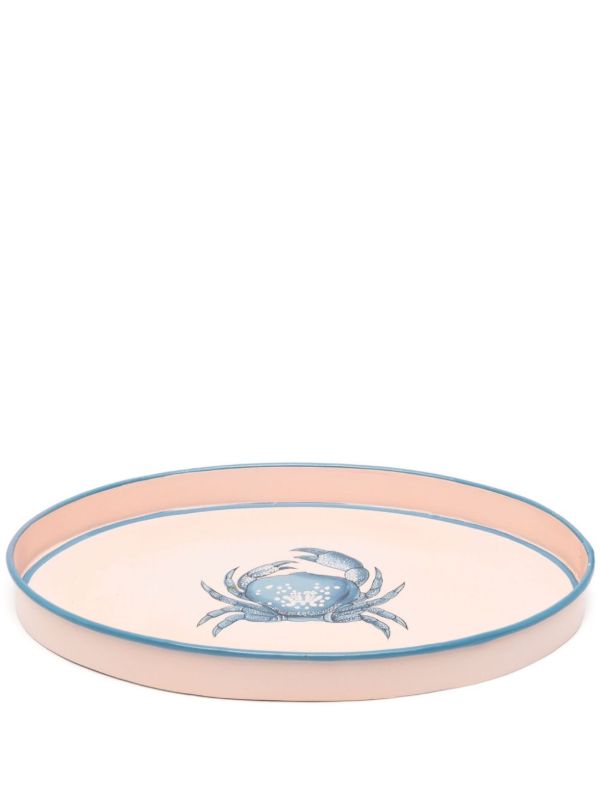 browns Les-Ottomans Pink Fauna Crab Iron Tray | Browns Trays