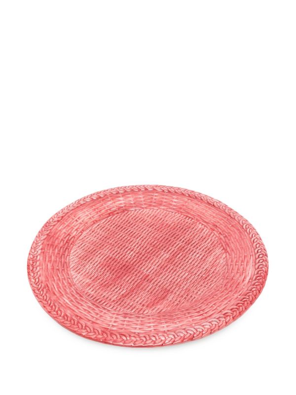 browns Les-Ottomans Pink Wicker Ceramic Plate Set | Browns Plates & Bowls