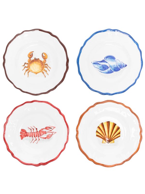browns Les-Ottomans white La Menagerie D'été ceramic salad plate set | Browns Plates & Bowls