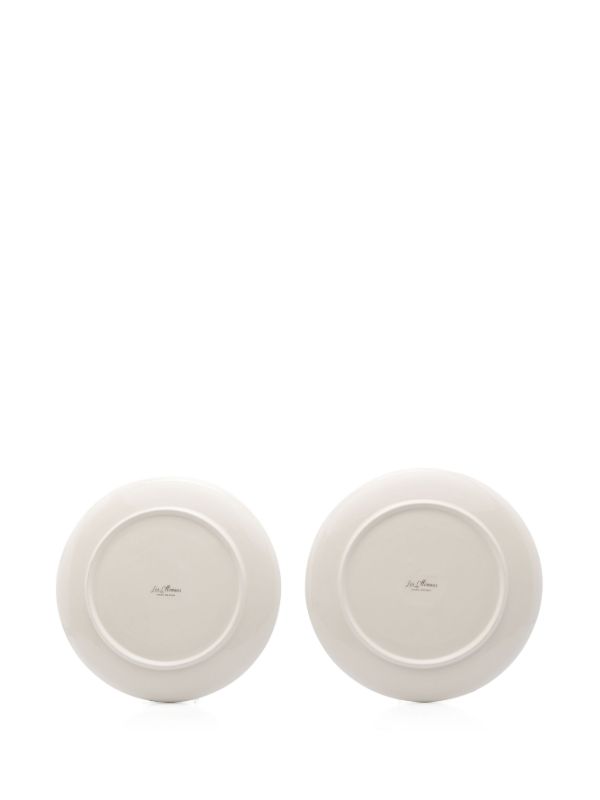 Browns Les-Ottomans White Leaves Ceramic Plates Set | Browns Plates & Bowls