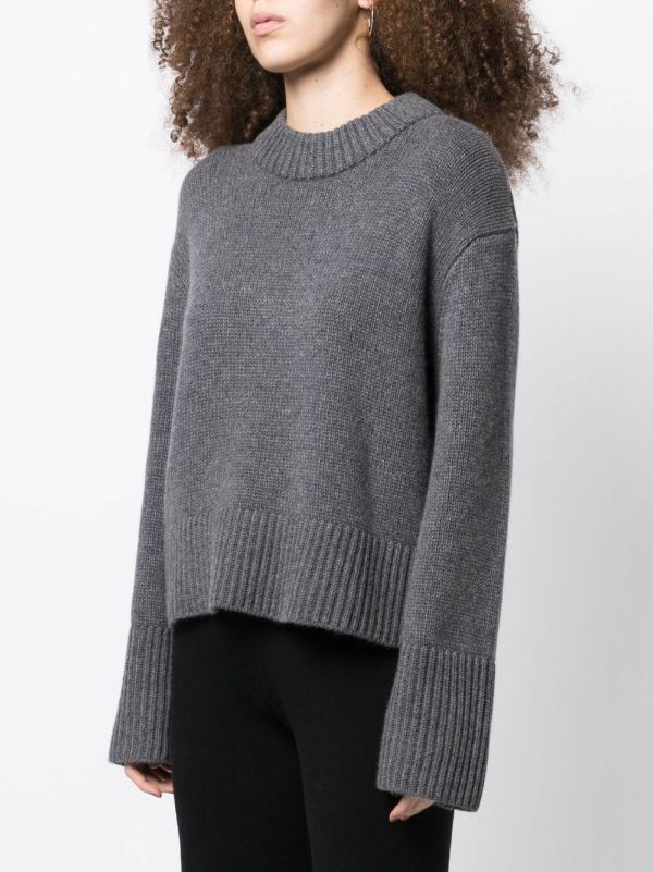 Browns Lisa Yang Grey Crew Neck Cashmere Jumper | Browns Knitted Sweaters