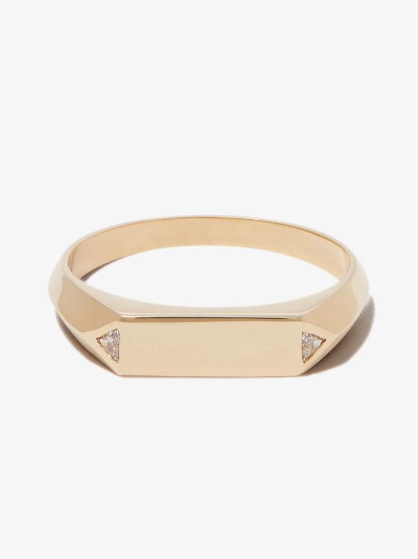 Browns Lizzie Mandler Fine Jewelry 18K Yellow Gold Chevron Diamond Signet Ring | Browns Rings