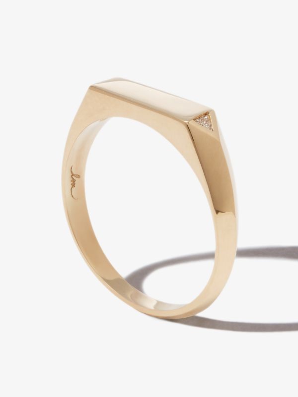 Browns Lizzie Mandler Fine Jewelry 18K Yellow Gold Chevron Diamond Signet Ring | Browns Rings