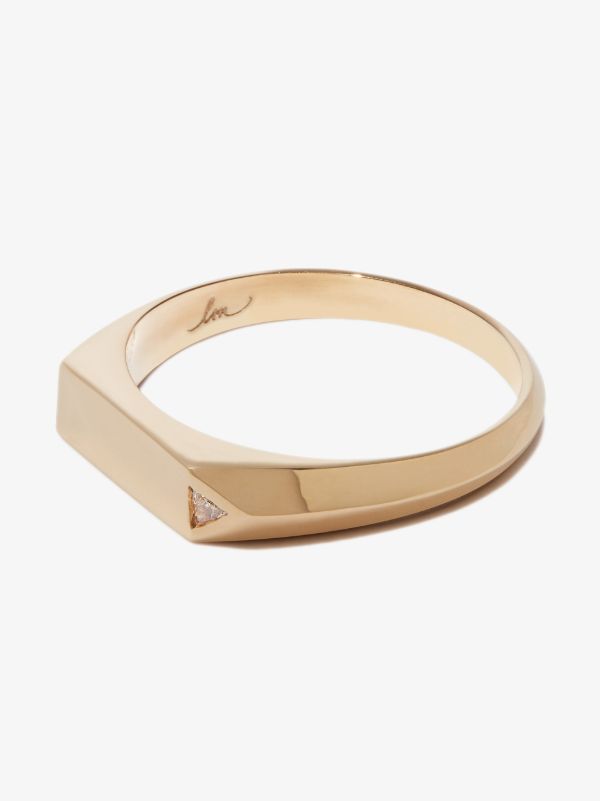 browns Lizzie Mandler Fine Jewelry 18K yellow gold Chevron diamond signet ring | Browns Rings