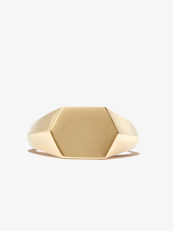 Browns Lizzie Mandler Fine Jewelry 18K Yellow Gold Hex Knife Edge Signet Ring | Browns Rings