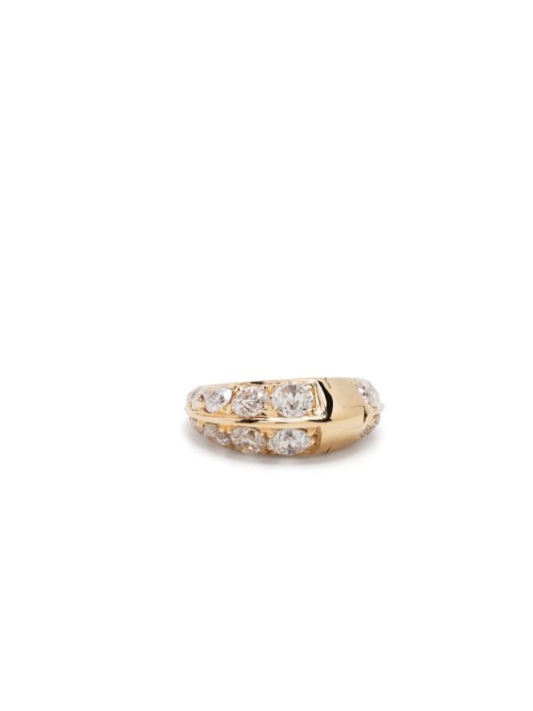 Browns Lizzie Mandler Fine Jewelry 18K Yellow Gold Mini Crescent Diamond Single Hoop Earring | Browns Fine Earrings