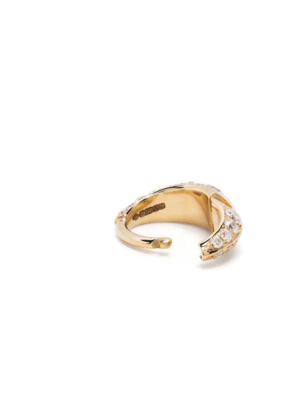Browns Lizzie Mandler Fine Jewelry 18K Yellow Gold Mini Crescent Diamond Single Hoop Earring | Browns Fine Earrings