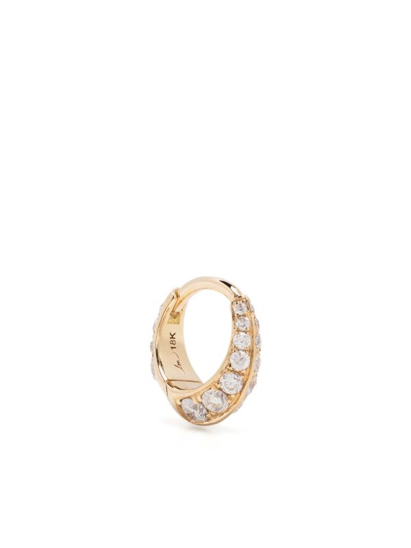 browns Lizzie Mandler Fine Jewelry 18K yellow gold Mini Crescent diamond single hoop earring | Browns Fine Earrings