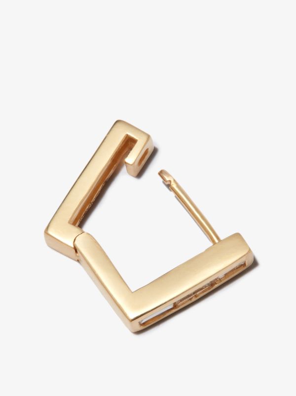 Browns Lizzie Mandler Fine Jewelry 18K Yellow Gold Square Huggie Diamond Earring | Browns Earrings