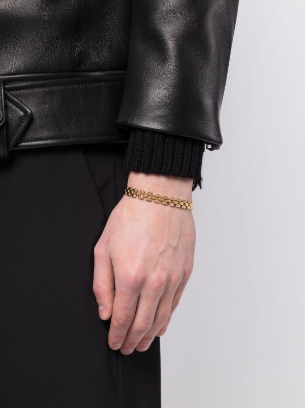 Browns Lizzie Mandler Fine Jewelry Gold Cleo 3 Row Knife Edge Link Bracelet | Browns Bracelets