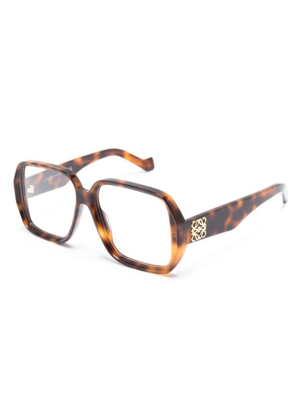 Browns LOEWE EYEWEAR Brown Anagram Square-Frame Glasses | Browns Glasses & Frames