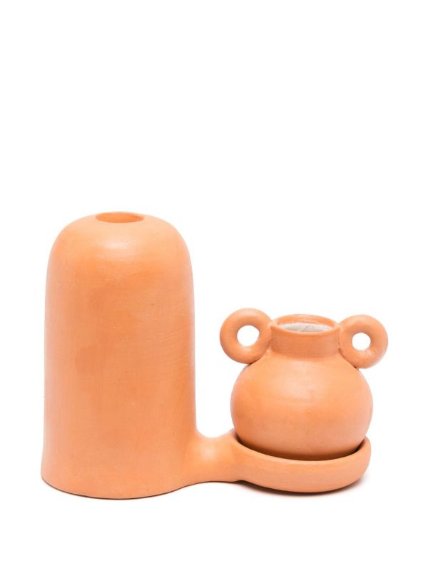Browns LOLA MAYERAS Orange Blend Earthenware Candlestick | Browns Candle Holders
