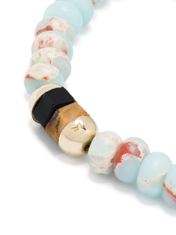 Browns LUIS MORAIS 14K Yellow Gold 2 Hexagon Gemstone Beaded Bracelet | Browns Bracelets
