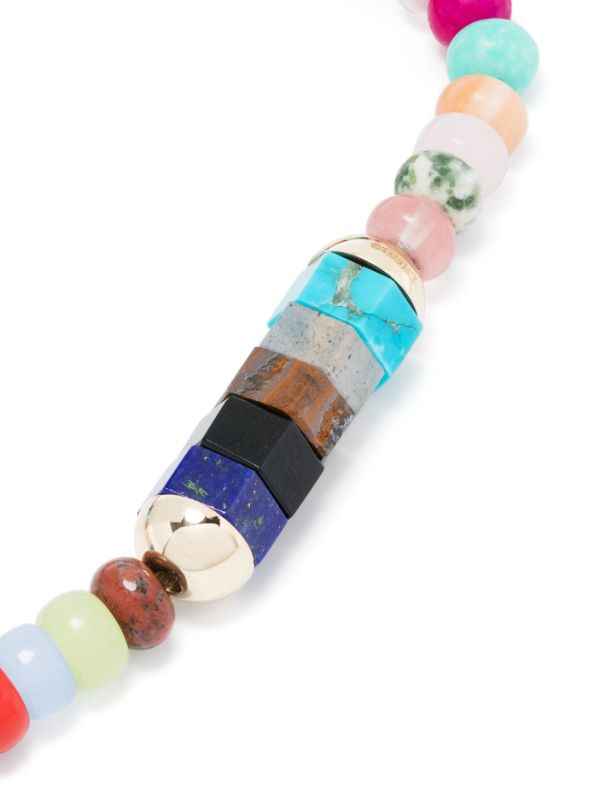 Browns LUIS MORAIS 14K Yellow Gold 5 Hexagon Gemstone Beaded Bracelet | Browns Bracelets