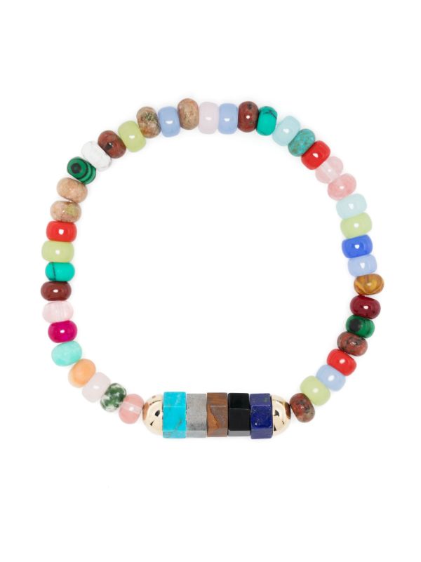 browns LUIS MORAIS 14K Yellow Gold 5 Hexagon Gemstone Beaded Bracelet | Browns Bracelets