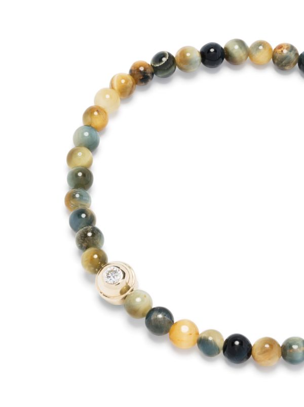 Browns LUIS MORAIS 14K Yellow Gold Agate Diamond Beaded Bracelet | Browns Bracelets