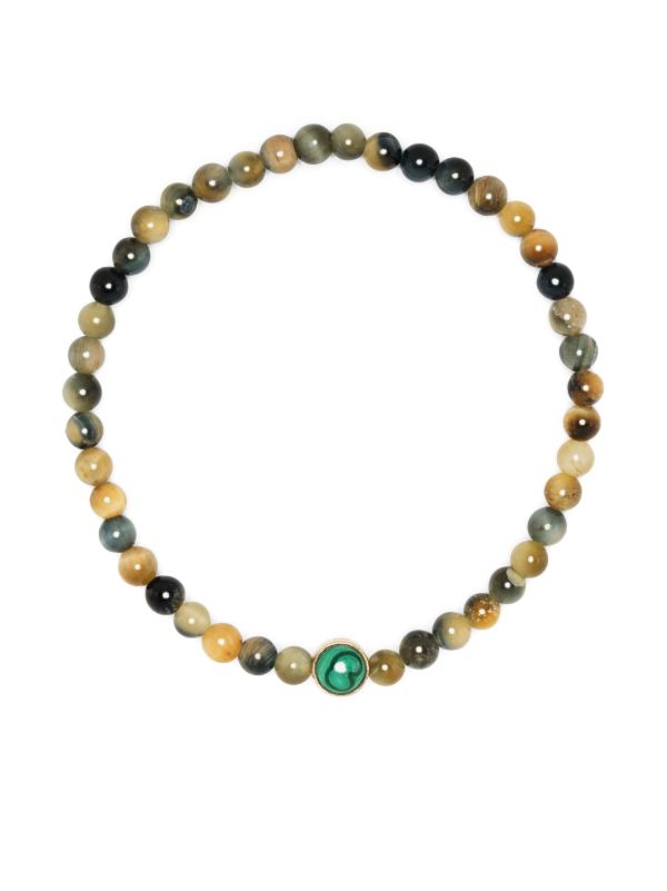 browns LUIS MORAIS 14K Yellow Gold agate diamond beaded bracelet | Browns Bracelets