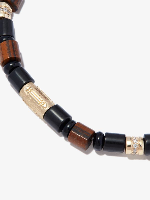 Browns LUIS MORAIS 14K Yellow Gold Atlantis Healing Cylinder Beaded Diamond Bracelet | Browns Bracelets
