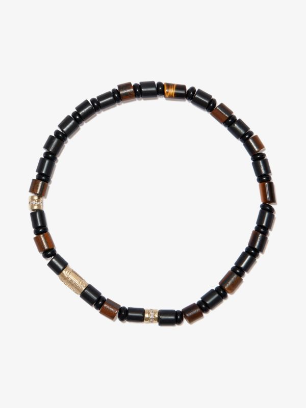 browns LUIS MORAIS 14K yellow gold Atlantis Healing Cylinder beaded diamond bracelet | Browns Bracelets