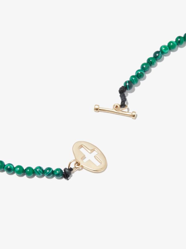 Browns LUIS MORAIS 14K Yellow Gold Cross Beaded Malachite 24 Inch Necklace | Browns Necklaces