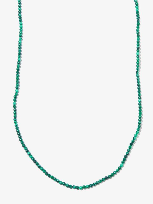 browns LUIS MORAIS 14K yellow gold Cross beaded malachite 24 inch necklace | Browns Necklaces