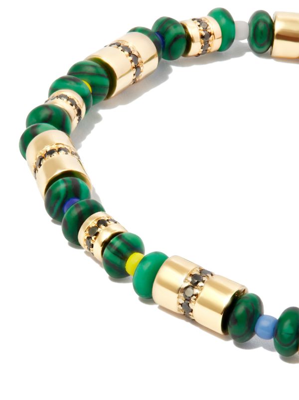 Browns LUIS MORAIS 14K Yellow Gold Diamond And Malachite Beaded Bracelet | Browns Bracelets
