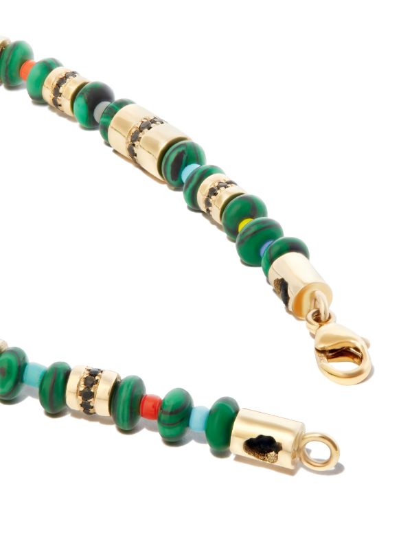 Browns LUIS MORAIS 14K Yellow Gold Diamond And Malachite Beaded Bracelet | Browns Bracelets