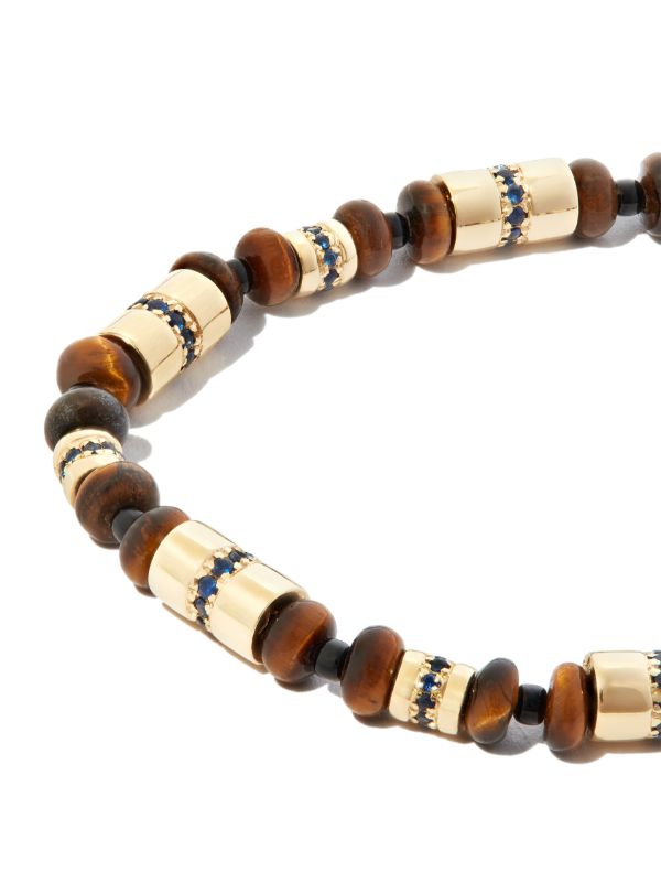 Browns LUIS MORAIS 14K Yellow Gold Diamond And Malachite Beaded Bracelet | Browns Bracelets