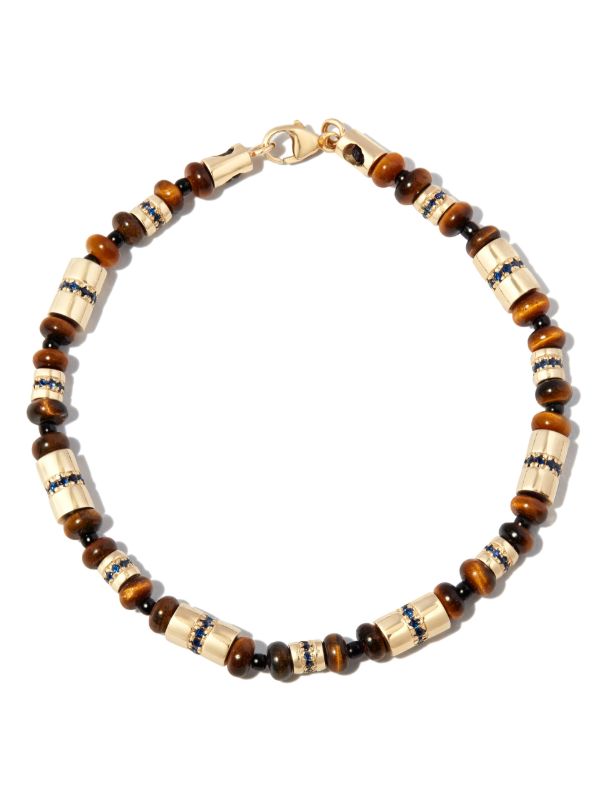 browns LUIS MORAIS 14K yellow gold diamond and malachite beaded bracelet | Browns Bracelets
