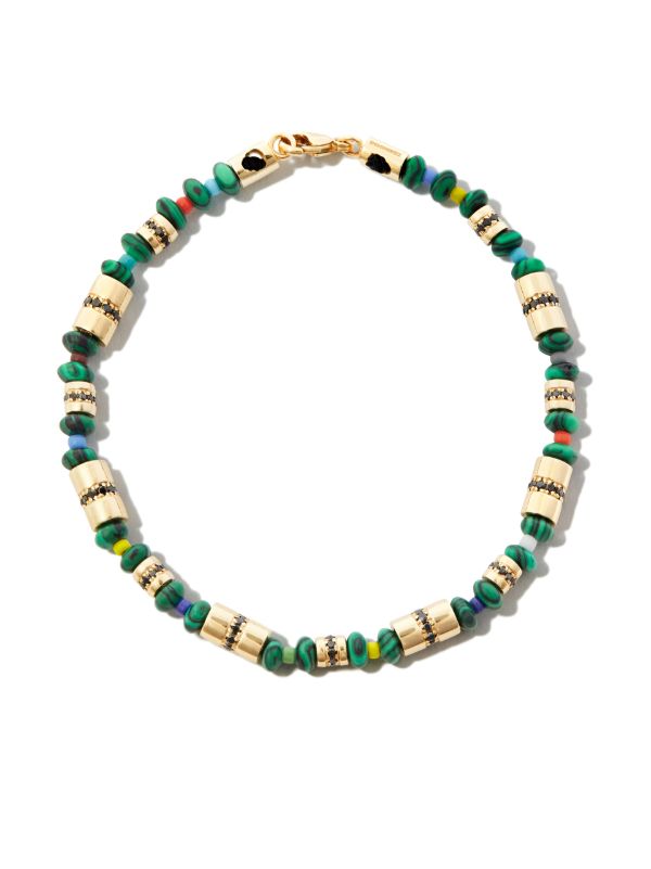 browns LUIS MORAIS 14K yellow gold diamond and malachite beaded bracelet | Browns Bracelets