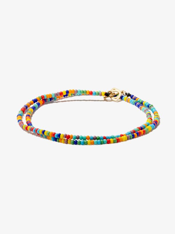 browns LUIS MORAIS 14K yellow gold evil eye rainbow beaded necklace | Browns Bracelets