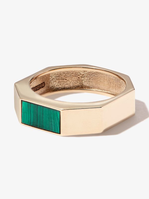 browns LUIS MORAIS 14K yellow gold Gemstone Geo malachite ring | Browns Rings