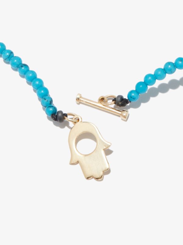 Browns LUIS MORAIS 14K Yellow Gold Hamsa Beaded Turquoise 20 Inch Necklace | Browns Necklaces