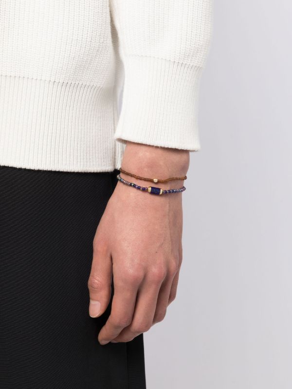 Browns LUIS MORAIS 14K Yellow Gold Hexagon Lapis Beaded Bracelet | Browns Bracelets