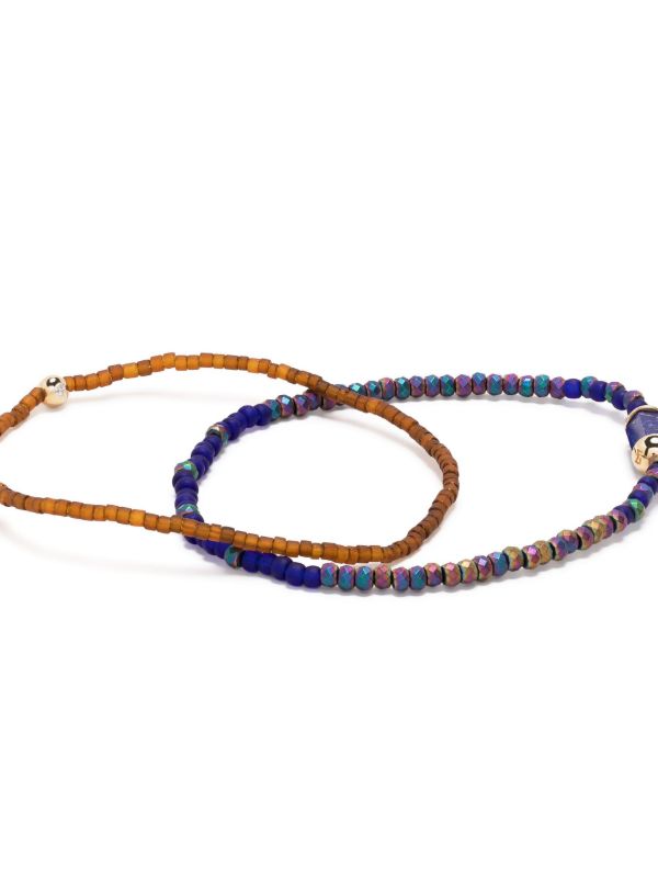 Browns LUIS MORAIS 14K Yellow Gold Hexagon Lapis Beaded Bracelet | Browns Bracelets