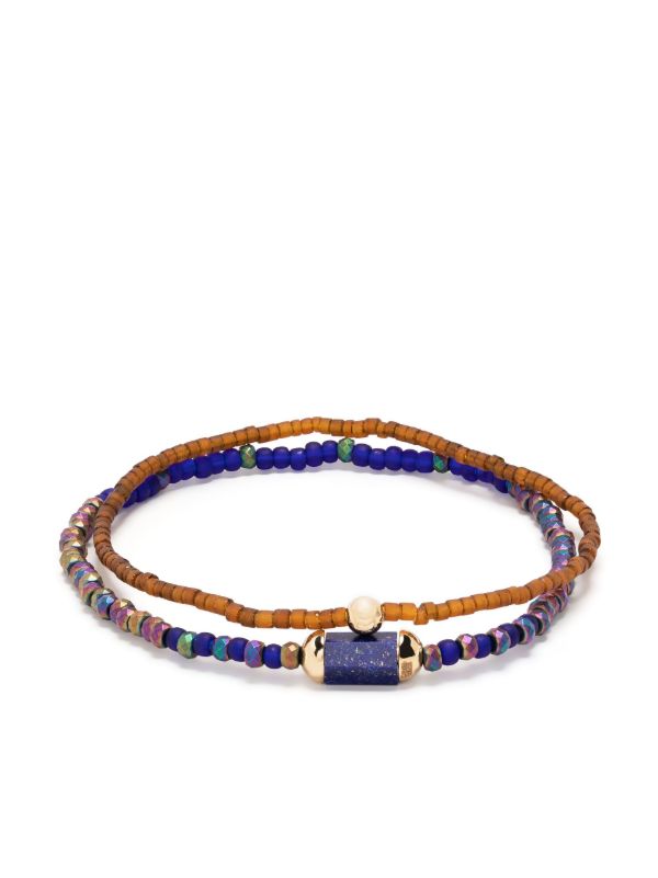 browns LUIS MORAIS 14K Yellow Gold Hexagon Lapis Beaded Bracelet | Browns Bracelets