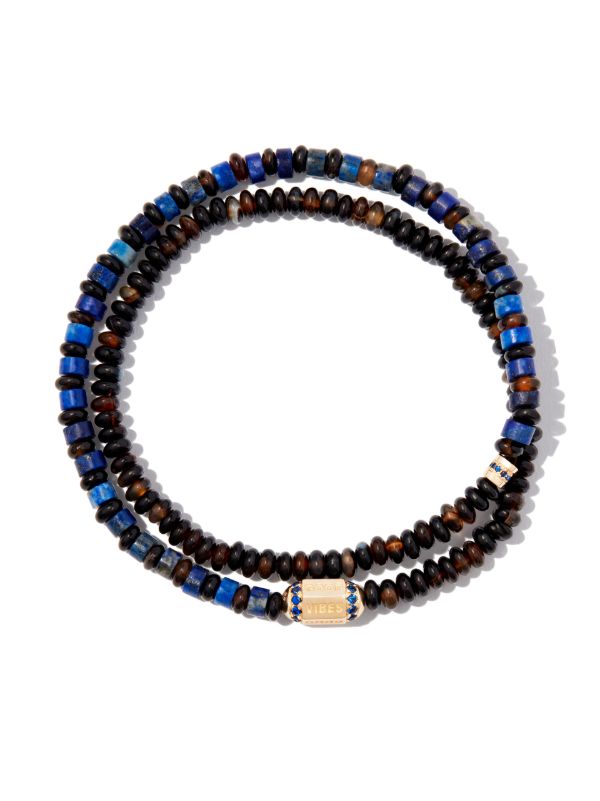 Browns LUIS MORAIS 14K Yellow Gold Hexagon Slogan Sapphire Bolt Beaded Bracelet | Browns Bracelets