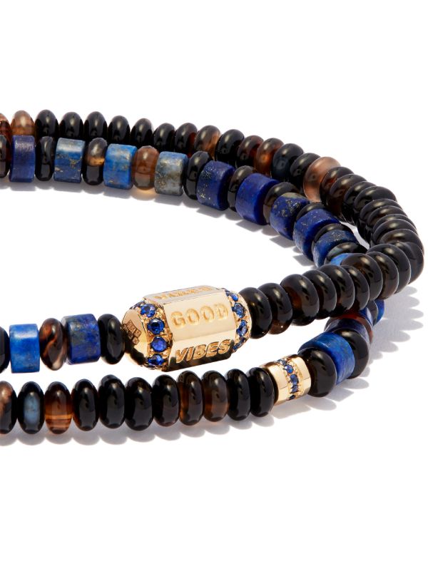 Browns LUIS MORAIS 14K Yellow Gold Hexagon Slogan Sapphire Bolt Beaded Bracelet | Browns Bracelets