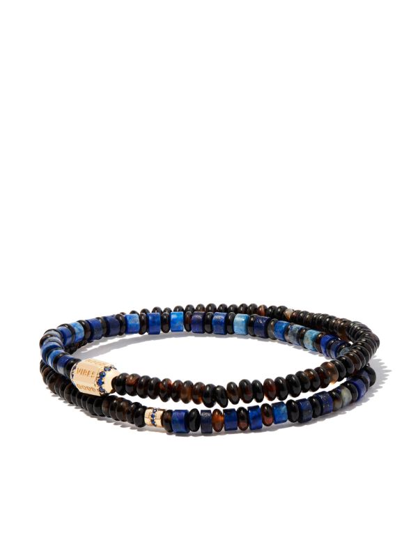 browns LUIS MORAIS 14K Yellow Gold Hexagon Slogan Sapphire Bolt Beaded Bracelet | Browns Bracelets