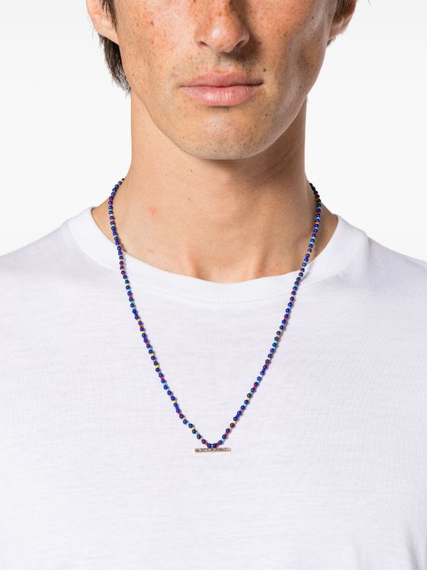 Browns LUIS MORAIS 14K Yellow Gold ID Bar Diamond Beaded Necklace | Browns Necklaces