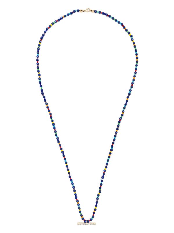Browns LUIS MORAIS 14K Yellow Gold ID Bar Diamond Beaded Necklace | Browns Necklaces