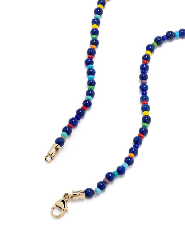 Browns LUIS MORAIS 14K Yellow Gold ID Bar Diamond Beaded Necklace | Browns Necklaces