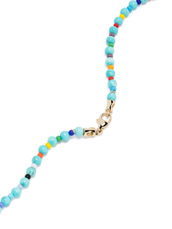 Browns LUIS MORAIS 14K Yellow Gold ID Bar Sapphire Beaded Necklace | Browns Necklaces