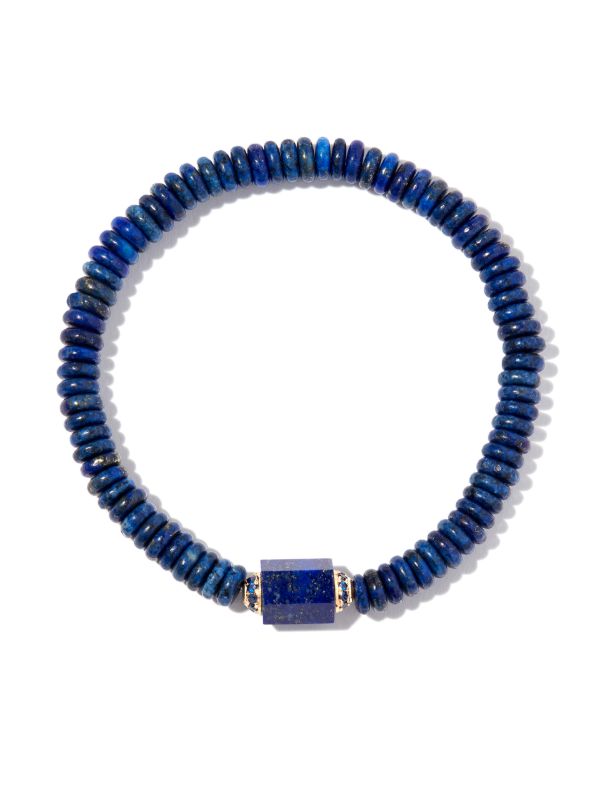 Browns LUIS MORAIS 14K Yellow Gold Medium Hexagon Lapis Bolt Beaded Bracelet | Browns Bracelets