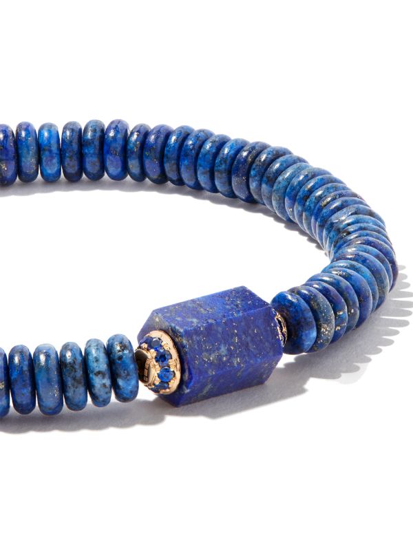 Browns LUIS MORAIS 14K Yellow Gold Medium Hexagon Lapis Bolt Beaded Bracelet | Browns Bracelets