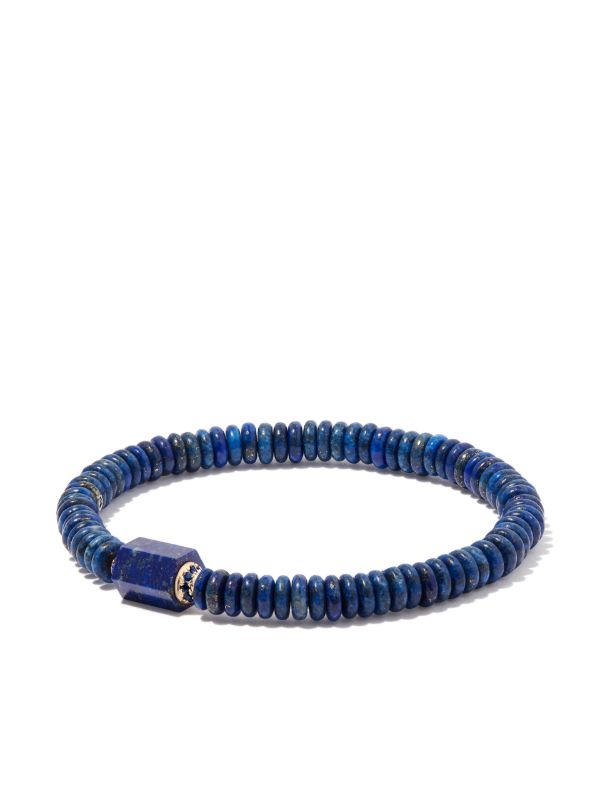 browns LUIS MORAIS 14K Yellow Gold Medium Hexagon Lapis Bolt Beaded Bracelet | Browns Bracelets