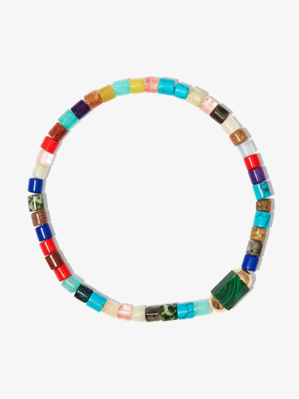 Browns LUIS MORAIS 14K Yellow Gold Medium Hexagon Malachite Bolt Beaded Bracelet | Browns Bracelets