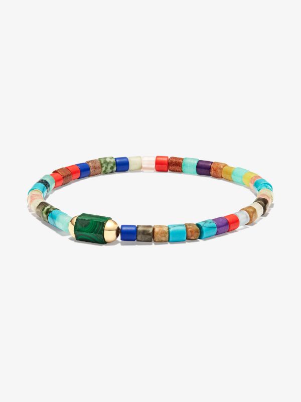 browns LUIS MORAIS 14K yellow gold Medium Hexagon Malachite Bolt beaded bracelet | Browns Bracelets