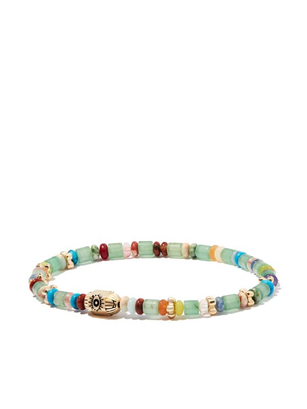 Browns LUIS MORAIS 14K Yellow Gold Ribbed Hexagon Hamsa Bolt Beaded Bracelet | Browns Bracelets