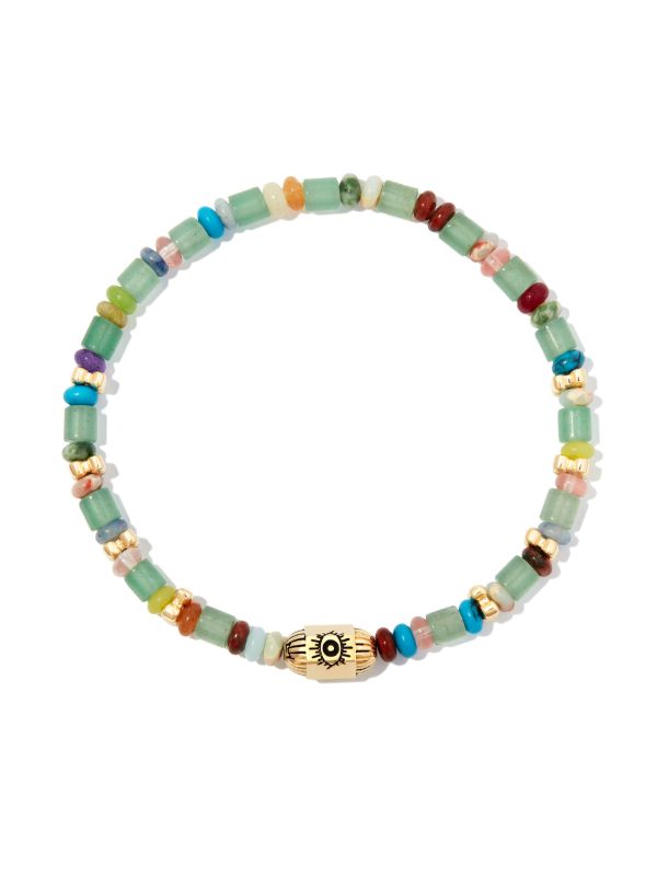 Browns LUIS MORAIS 14K Yellow Gold Ribbed Hexagon Hamsa Bolt Beaded Bracelet | Browns Bracelets